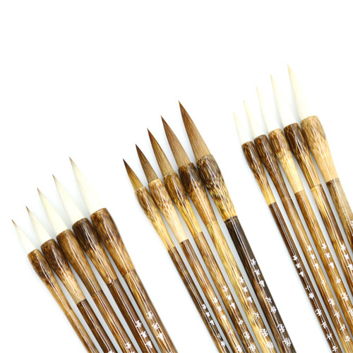 Wholesale beginners and brushes customized calligraphy practice brown bamboo hemp bamboo wolf hair goat hair student brush delivery