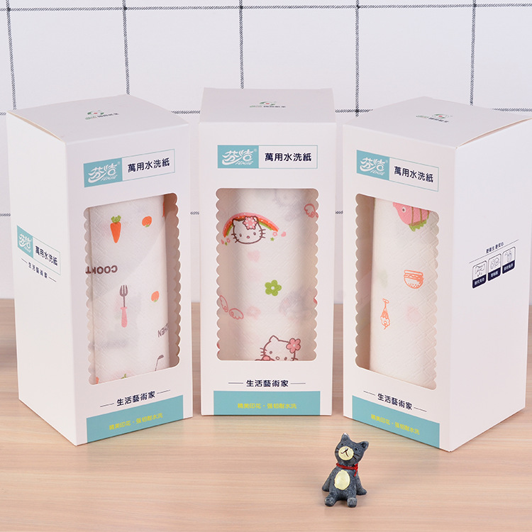 Sea Fish Print Lazy Rag Household Kitchen Paper Towel Cleaning Box Non-Woven Fabric Stove Oil Stain Removal Powerful