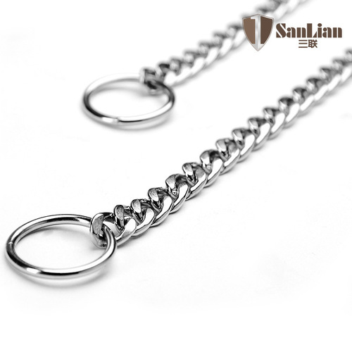 Dog Collar with P-link Chain, Welded P-chain Flat Two-rings Training Design for Small, Medium, and Large Dogs
