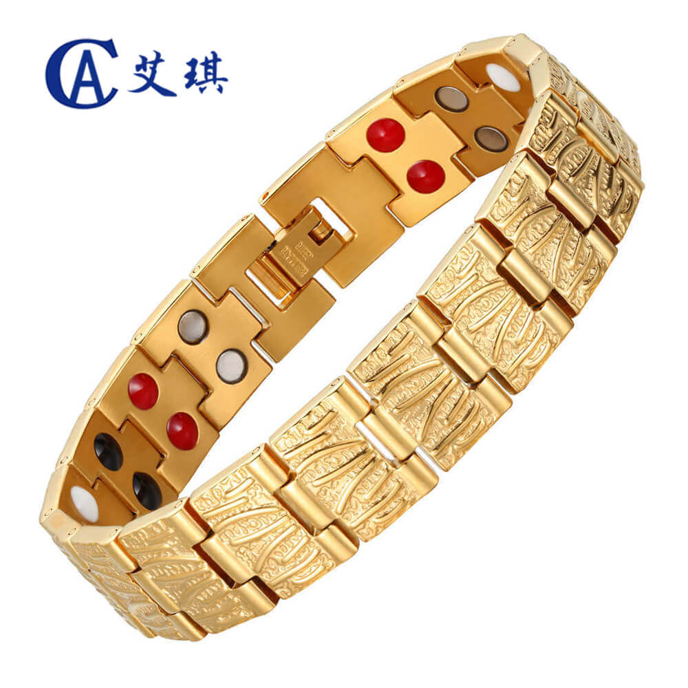 Magnetic sports bracelet stainless steel natural stone