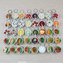 仿真食物挂件4cm青花瓷碗面条钥匙扣食玩模型儿童过家家玩具手办
