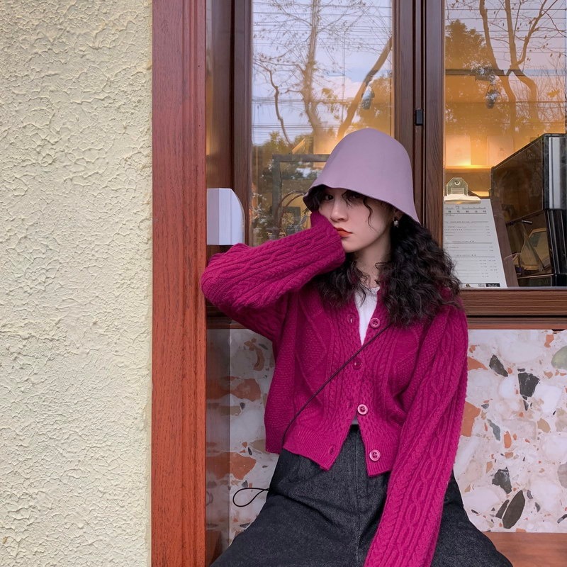 Autumn knitted short cardigan