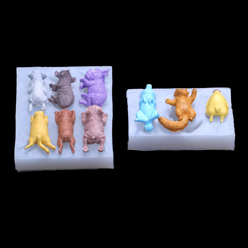 Serie animal perro bulldog gato fondant cake silicona molde DIY joyería hecha a mano llavero Decoración