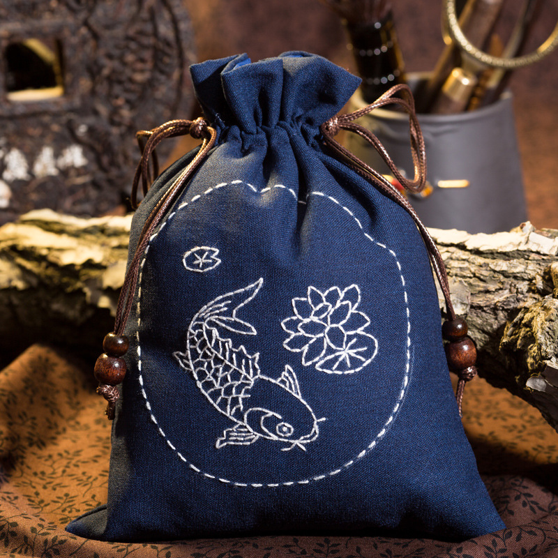 Jinhao bordado hecho a mano material de bricolaje bolsa Cordón portátil Lu bordado cosmético bolsa no Cruz puntada bolsa de almacenamiento