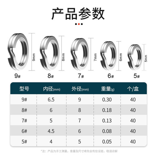 Fishing gear 200pcs flattened double loop set flattened and bent double loop flattened lure connecting ring O-ring double loop