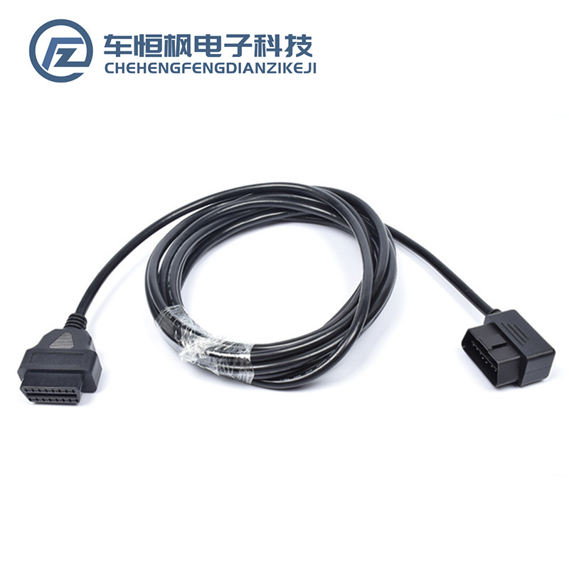 L型弯头OBD延长线 汽车OBD2公对母连接线 5米转接线 16针16芯满接