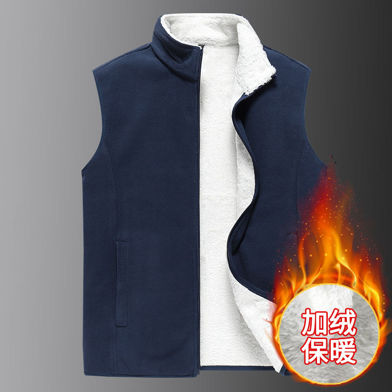 Chaleco de lana polar de invierno personalizado ropa de hombre con forro polar más tamaño cálido fleece Chaleco de mediana edad y ancianos abrigo de lana de cordero