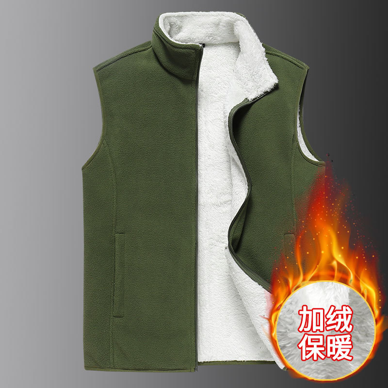 Chaleco de lana polar de invierno personalizado ropa de hombre con forro polar más tamaño cálido fleece Chaleco de mediana edad y ancianos abrigo de lana de cordero