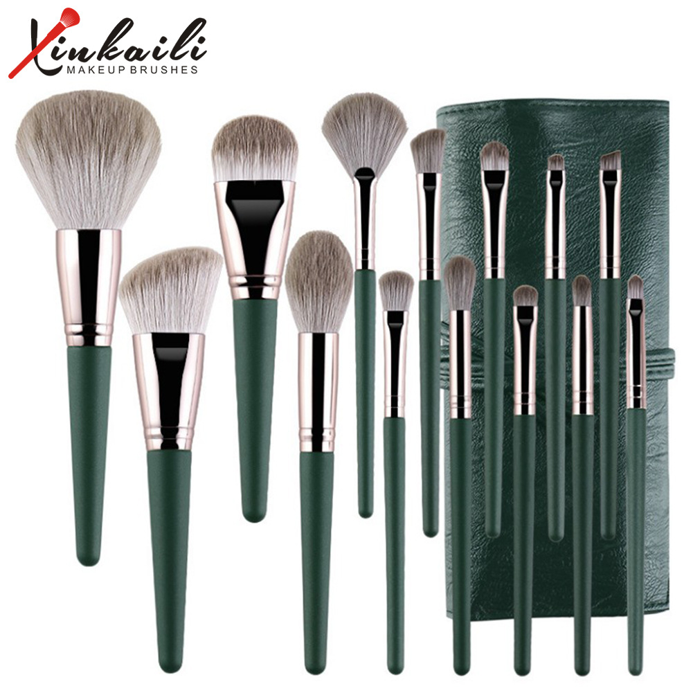 Popular 14 nube verde pinceles de maquillaje traje Cangzhou polvo suelto rubor Fundación sombra de ojos cepillo de maquillaje conjunto completo al por mayor
