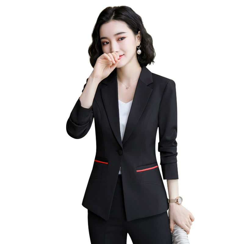 Autumn black classic suit jacket, Korean style