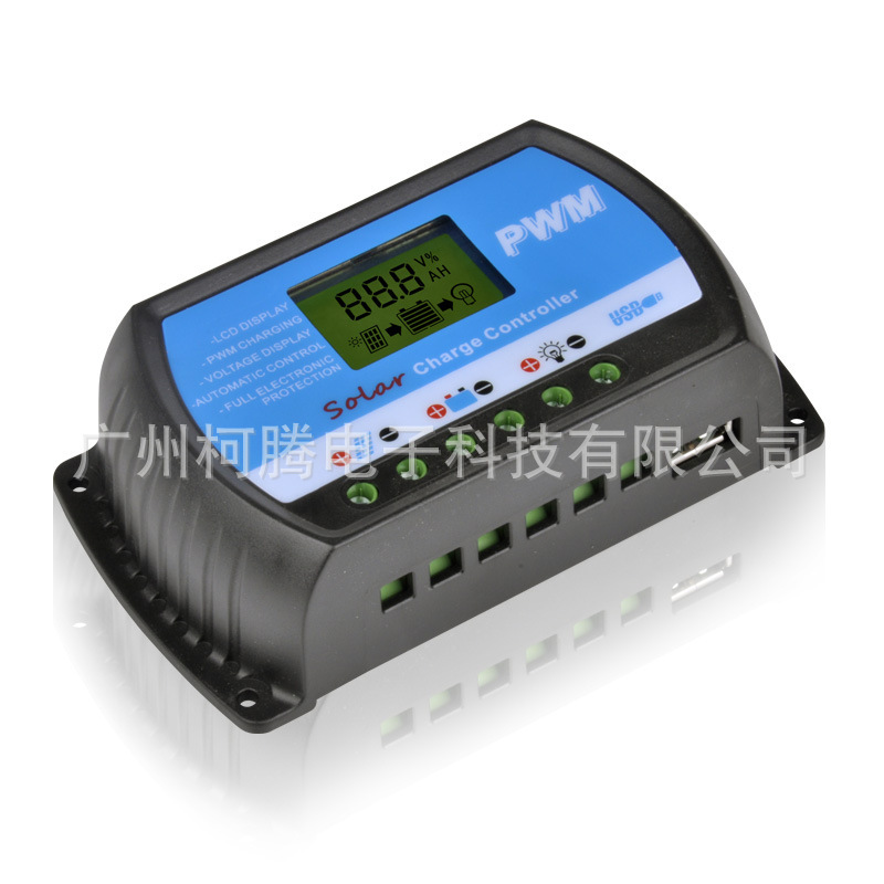 Plug and play type solar controller LCD display 10A with USB Model: RTD1210