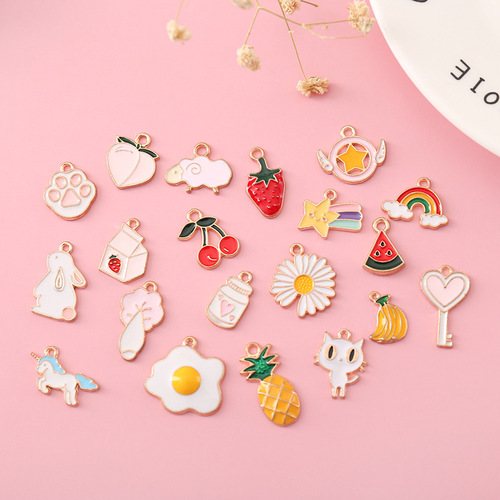 Cartoon Strawberry Pineapple Bracelet Accessory DIY Accessory Parts Korean Style Daisies Earrings Materials Pendant