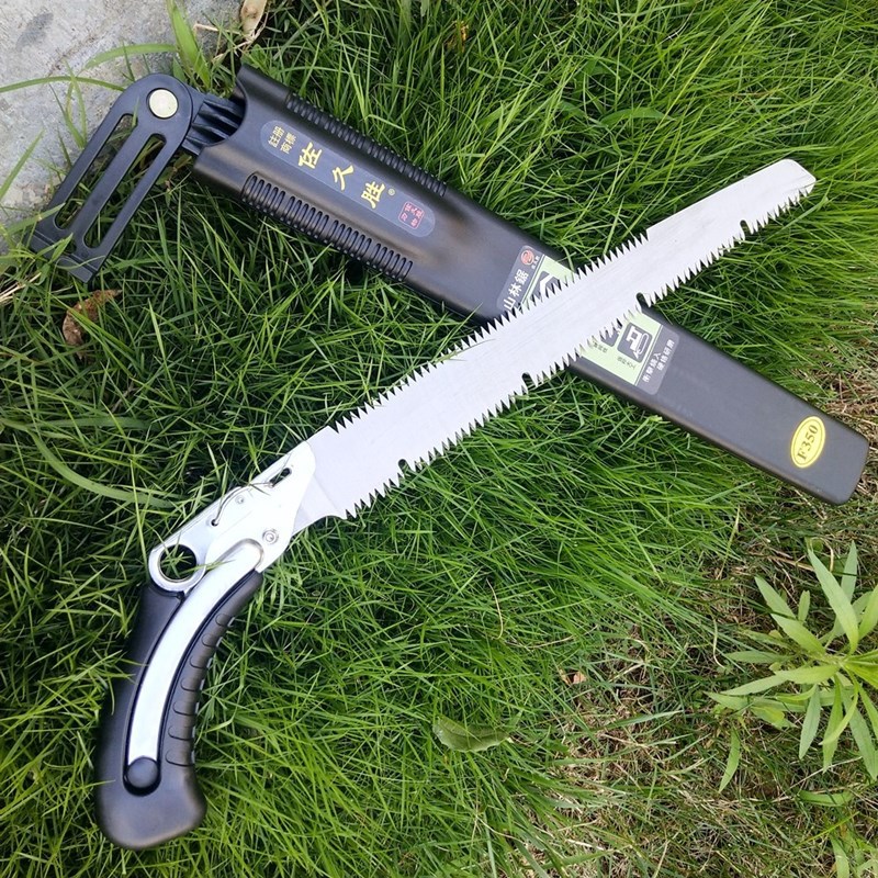 源头厂货 350双齿园林果树锯子台湾修枝园艺手锯 伐木修剪U型腰锯