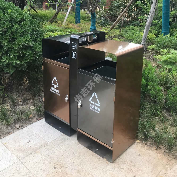 Outdoor City Street Community Park Square High-grade Electroplating Thickened Stainless Steel Classified Trash Bin Trash Bin Outdoor City Street Community Park Square High-grade Electroplating Thickened Stainless Steel Classified Trash Bin Trash Bin