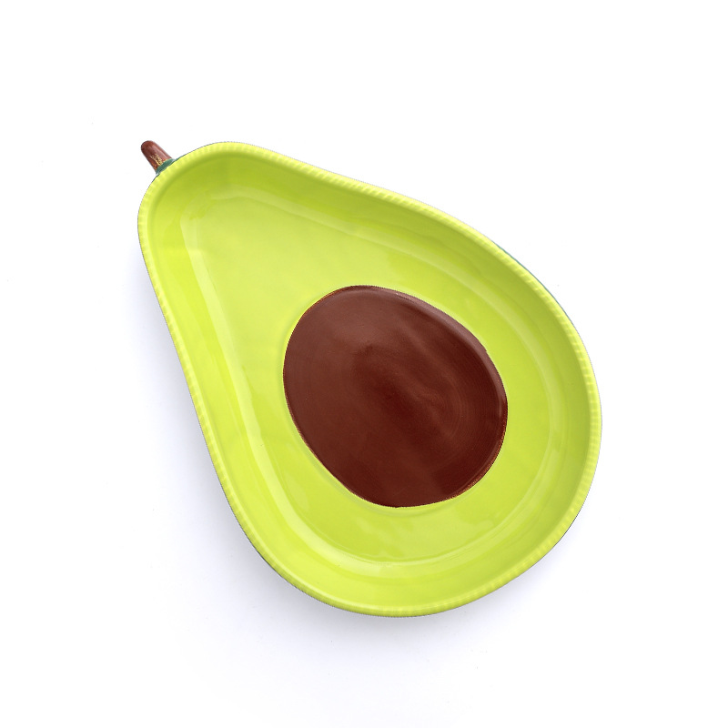 INS de estilo japonés creativo aguacate placa de cerámica hogar lindo ensalada tazón postre plato de fruta vajilla para niños