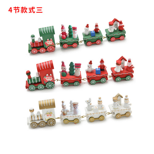 Christmas decorations, wooden small train, Christmas craft ornaments, children's holiday gifts, kindergarten gifts