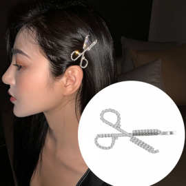 剪刀发夹创意设计感手工镶钻气质ins网红边夹发卡潮人个性头饰女