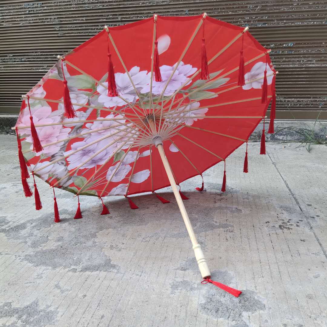 Hanfu fotografía apoyos paraguas artesanía clásica paraguas de papel engrasado Paraguas de baile de estilo chino paraguas de borla de estilo antiguo traje antiguo