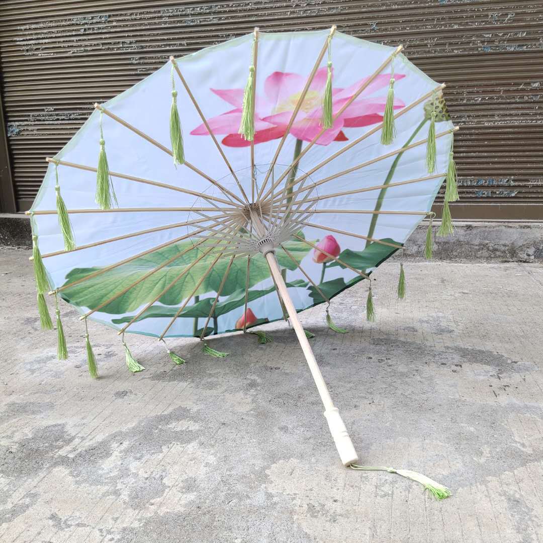 Hanfu fotografía apoyos paraguas artesanía clásica paraguas de papel engrasado Paraguas de baile de estilo chino paraguas de borla de estilo antiguo traje antiguo