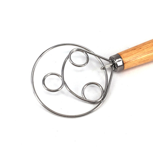 Egg beater, Danish flour mixer, dough mixer, three-turn oak handle flour coil mixing stick