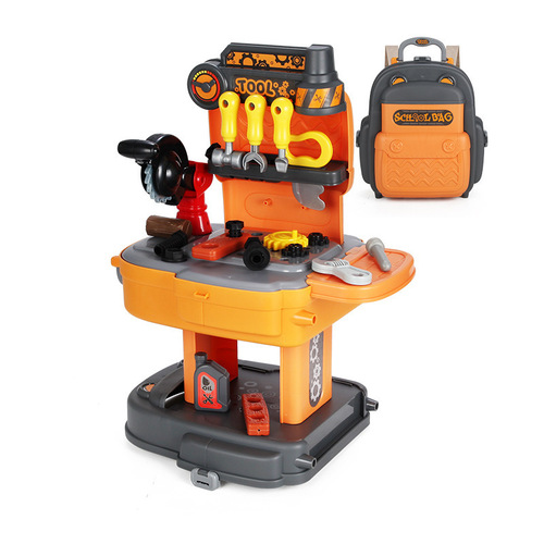 Cross-border children's simulation kitchen tableware cosmetics tools supermarket play house backpack pet doctor school bag toys