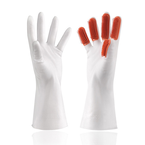 Multifunctional Finger Brush Kitchen Housework Waterproof Pet Hair Cleaning Laundry Rubber Floor Stall Wholesale Dishwashing Gloves
