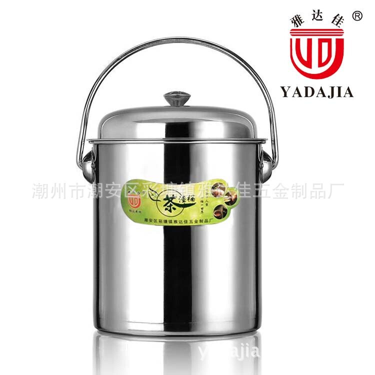 Stainless Steel Tea Bucket with Lid Tea Slag Bucket Tea Table Trash Bin Drainage Bucket Adajia Factory Direct Supply