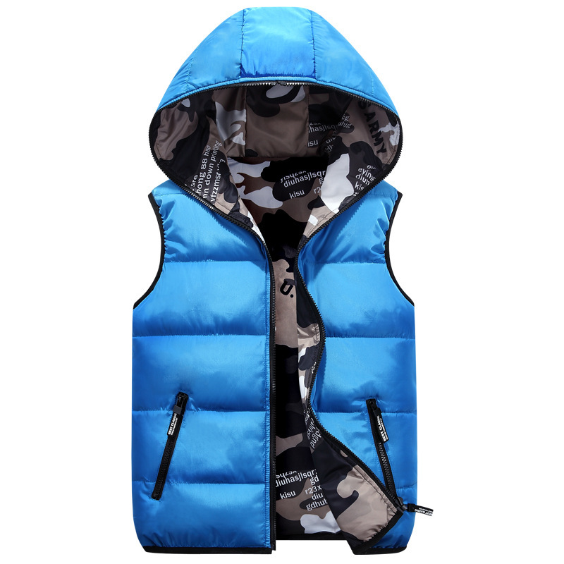 Ropa de mujer Ropa para padres e hijos Chaleco cálido para niños y niñas, chaleco con capucha de terciopelo y chaqueta de camuflaje de doble cara_voghion.com