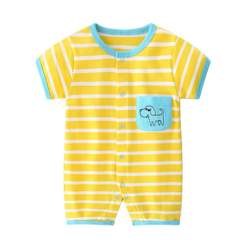 Baby Bodysuit for Newborns and Infants, 100% Cotton Short-Sleeve Shirt, Thin Clothing for 0-1 Year Old Boys, Summer Outfit