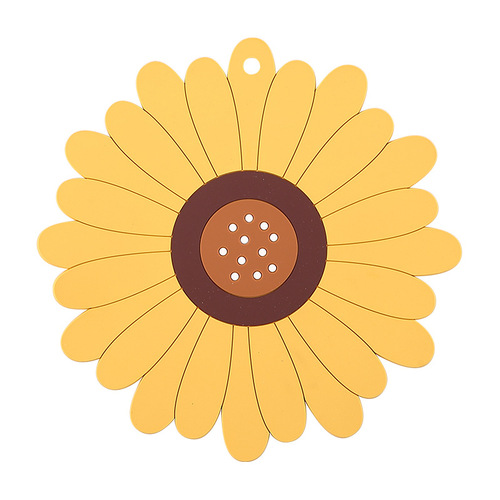 Cute sunflower insulation mat Japanese soft rubber placemat pvc coaster ins anti-scalding mat table mat bowl mat pot mat plate mat