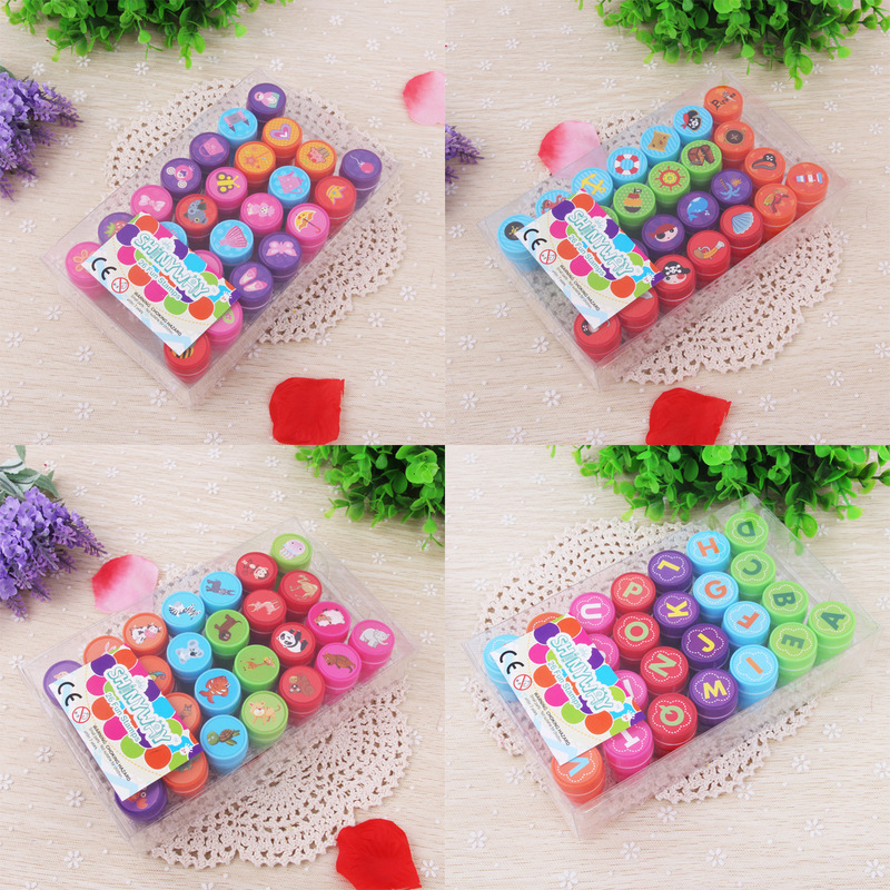 Amazon Cross-Border Hot-Selling Product, Factory Direct Sales, In-Stock 26-Letter Animal Smiley Face Children's Educational Toy Stamps