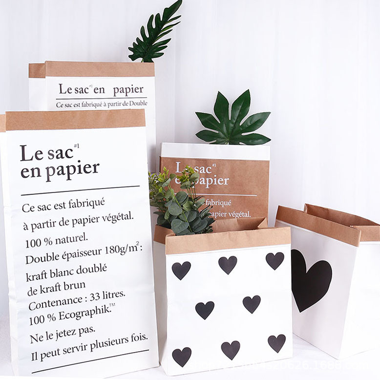 Creative ins Home Art French Thickened Double Layer Living Room Kraft Paper Bag Storage Bag Window Decorative Props