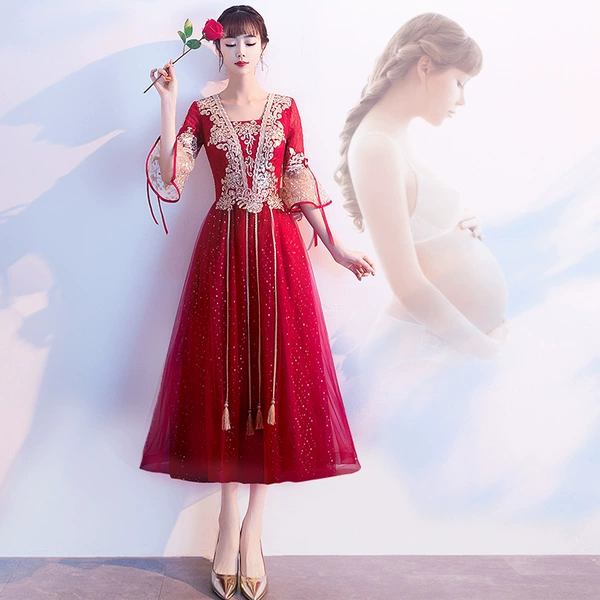 Burgundy, long, mid-length