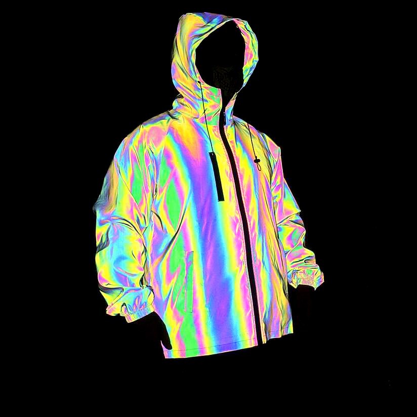 Men's Clothing colorful reflective jacket colorful laser large size hooded jacket_voghion.com