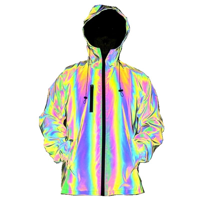 Men's Clothing colorful reflective jacket colorful laser large size hooded jacket_voghion.com