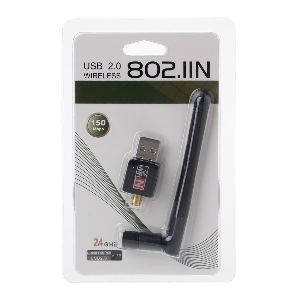 Adaptador USB WiFi inalámbrico 150M, receptor y transmisor con antena 2dB para PC