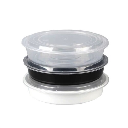 Circular disposable bowl and plate lunch box, crayfish and pickled fish packing box, extra large packing takeout plastic box with high capacity