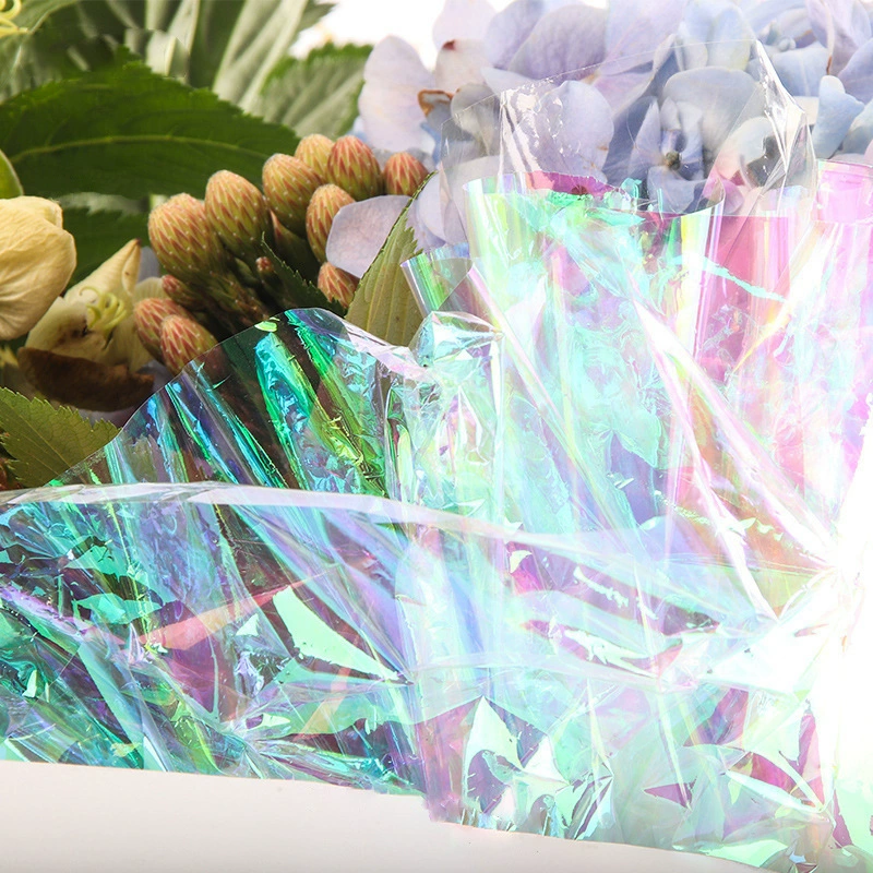 Цветочная упаковочная бумага корзина для цветов оптом высокого класса фантомная радужная радужная пленка водонепроницаемый цветочный букет подарочная бумага