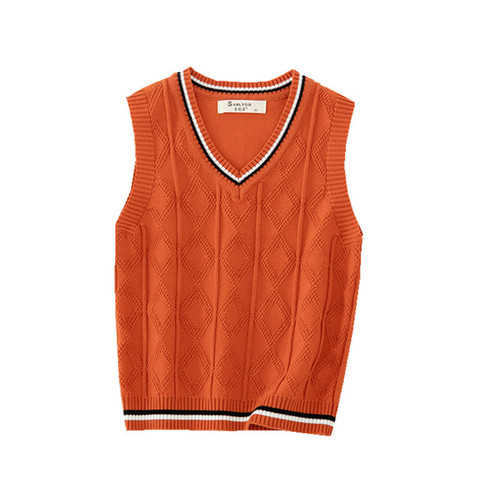 Children's Knit Vest Spring and Autumn Season Unisex College Style Wool Cardigan for Kids School Uniform Compatible