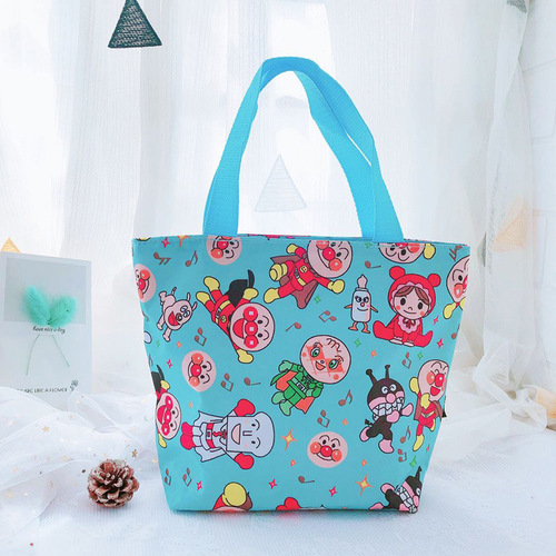 Simple and cute cartoon waterproof plaid cloth portable lunch box bag Bread Shin-chan Snoopy storage bag lunch bag