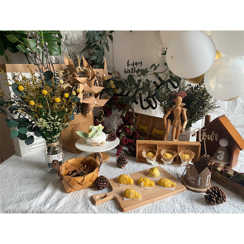 Xiaohongshu Outdoor Picnic Kraft Paper Retro Paper Small Windmill Forest Style Birthday Party Decoration Handheld Photo Prop