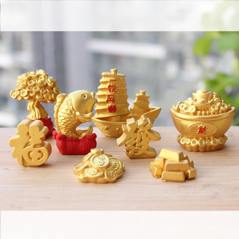 Creative Micro-Landscape Ornaments, Miniature Resin Model, New Year's Fortune Tree, Cornucopia, Lucky Fish, Fortune