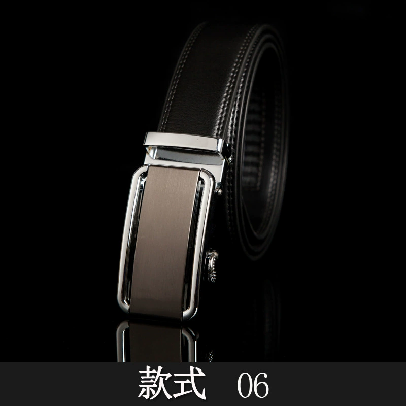 Men’s genuine leather ratchet belt, two‑layer cowhide, adjustable 110–125 cm