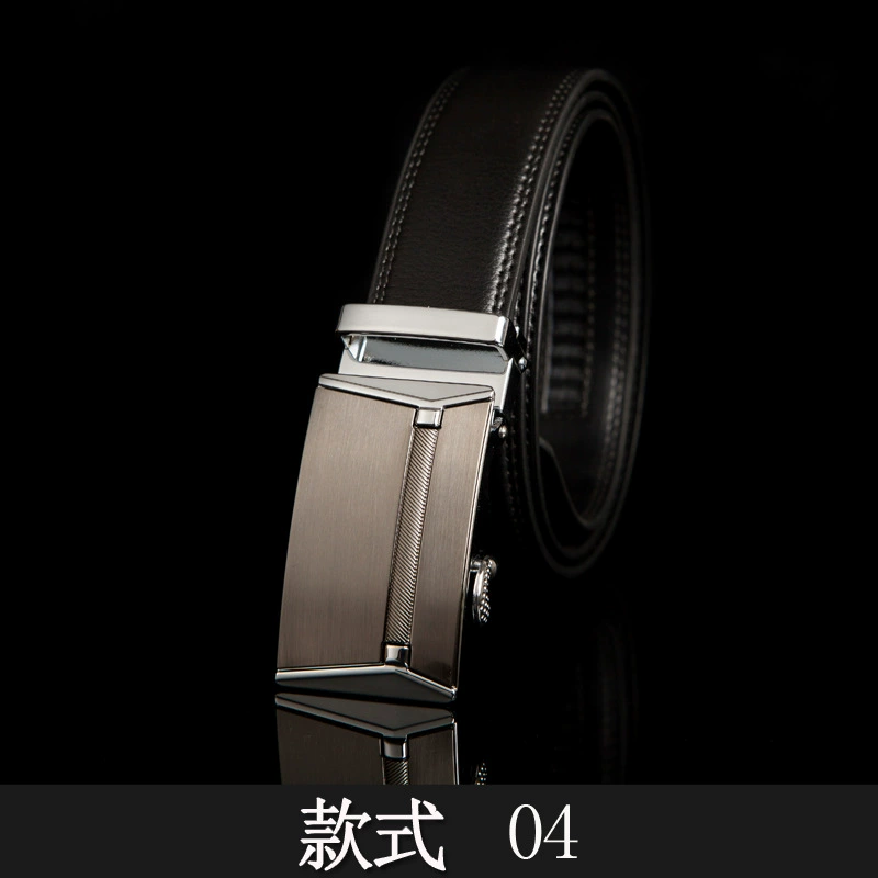 Men’s genuine leather ratchet belt, two‑layer cowhide, adjustable 110–125 cm