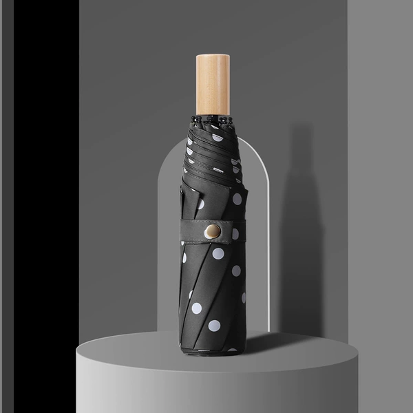 Open the small wooden handle with a three -fold hand, a dot vinyl black