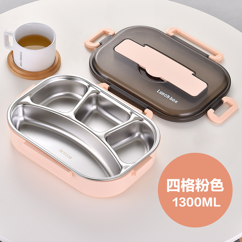 Caja de almuerzo rápida de acero inoxidable 304, doble capa, sellada, portátil