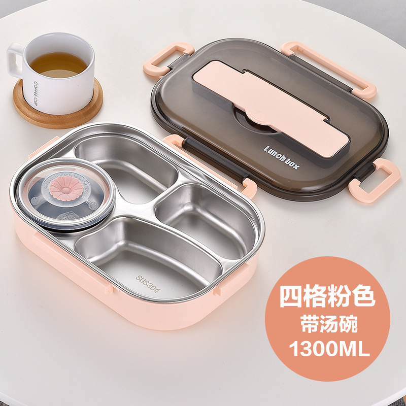 Caja de almuerzo rápida de acero inoxidable 304, doble capa, sellada, portátil