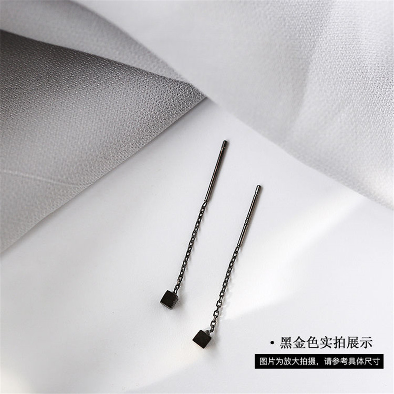 S925 pendientes cuadrados de plata esterlina elegante fresco corto estilo coreano simple estudiante mini pendientes