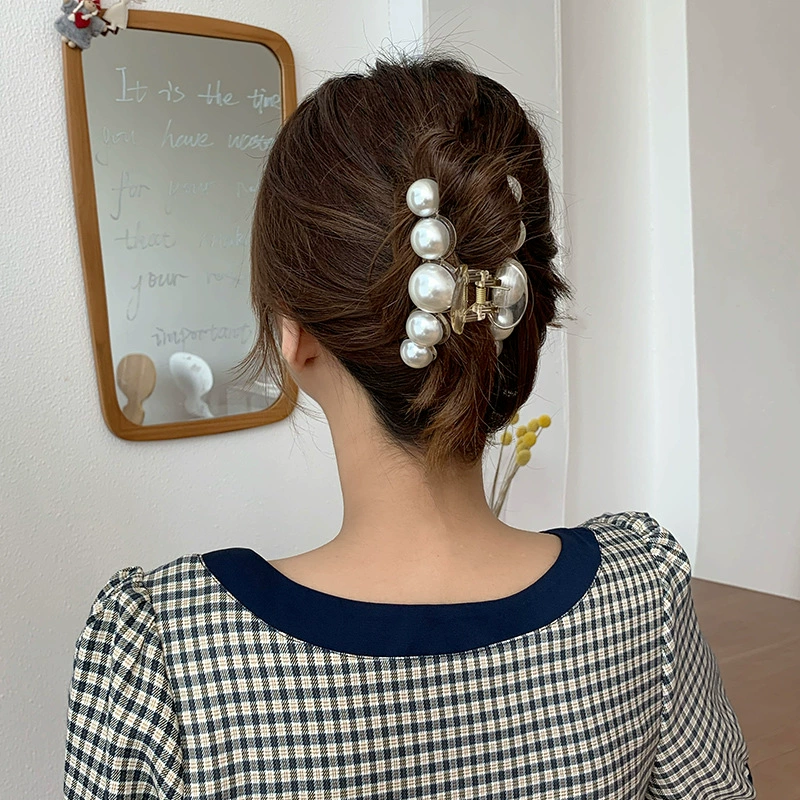 Зажим для волос Hairgrip краб с жемчужными акцентами, элегантный корейский стиль, различная форма