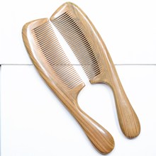 厂家直销20.5CM批发精品大号长柄绿檀木头梳子 防静发手柄檀木梳